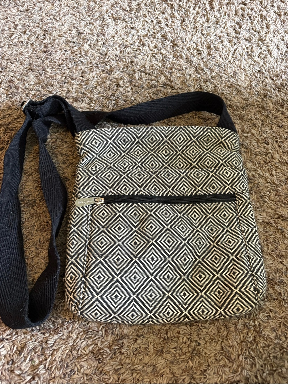 Vera Bradley Black and White Diamond Pattern Crossbody Bag